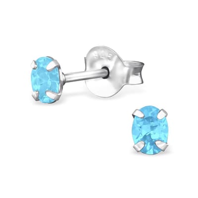 Amanto Oorbellen Foke Aqua - 925 Zilver E-Coating - Ovaal - 3x4mm