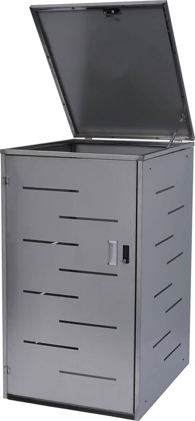 Afvalbakdeksel MCW-E83, afvalbakdeksel afvalbak, uittrekbaar 117x66x80cm ~ roestvrij staal 30kg