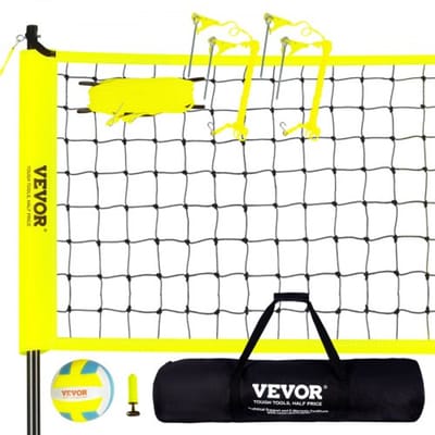 VEVOR Volleybalnet in Hoogte Verstelbare Volleybalnetset, Draagbaar Strandvolleybalnet, Buitenvolleybalnet, Opvouwbaar Volleybalnet met Volleybal en Draagtas, voor Tuin, Strand, Gazon, enz.
