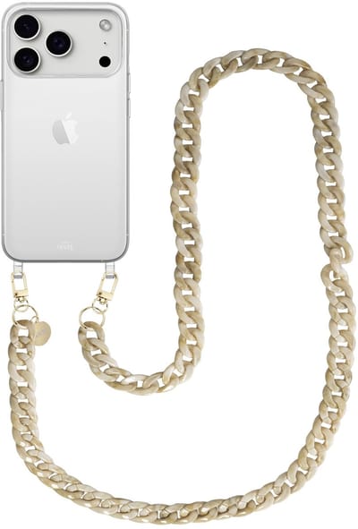 xoxo Wildhearts siliconen hoesje - Geschikt voor iPhone 17 Pro Max - Cream Latte - Lang Koord - Telefoonhoesje - Hoesje met koord - telefoonkoord - Transparant hoesje - Lang beige koord
