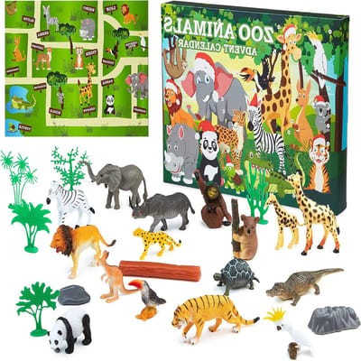 oCreon 2024 Adventskalender - Kerst Aftelkalender Kinderen - Dierentuindieren Speelgoed