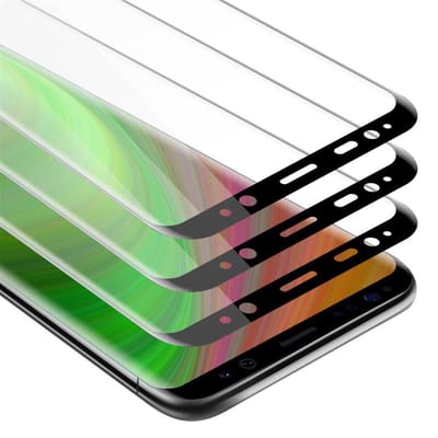 Cadorabo 3x Screenprotector geschikt voor Samsung Galaxy S8 Volledig scherm pantserfolie Beschermfolie in TRANSPARANT met ZWART - Getemperd (Tempered) Display beschermend glas in 9H hardheid met 3D Touch