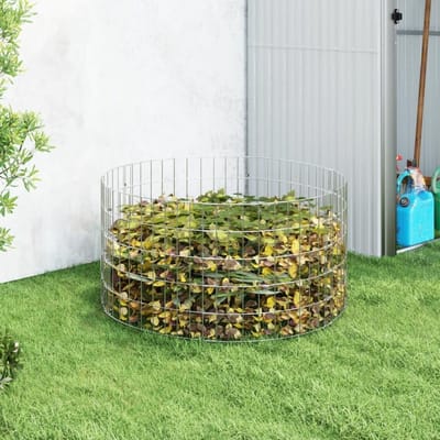 Tuincomposter Staal - Compostbak Gaas - Afval Verwerken - Weerbestendig Rooster - 100x50cm - Zilver
