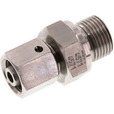 8L & G3/8'' RVS Rechte Draaidoorvoer Buitendraad 315bar FKM O-ring en Afdichtconus Verstelbaar ISO 8434-1