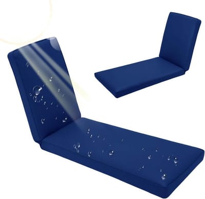 Ligstoelkussen Vervangend - Tuinkussen Lounger - Buiten Ontspannen - Waterdichte Hoes - 203x66x10cm - Donkerblauw