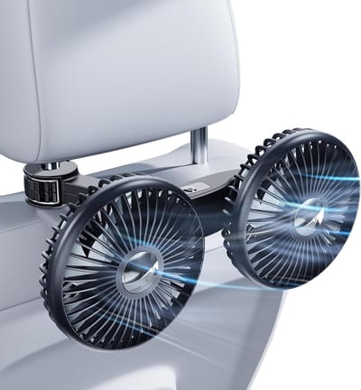 SnelShoppen - USB-ventilator voor auto, stille autoventilator met 360° draaibaarheid, 3 snelheden, inclusief 12V 24V sigarettenaansteker & USB C-oplaa