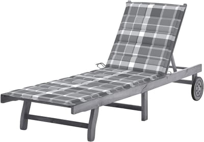 Houten Ligstoel - Tuinstoel Relaxstoel - Buiten Ontspannen - Verstelbare Rugleuning - 200 x 63 x 85 cm - Grijs