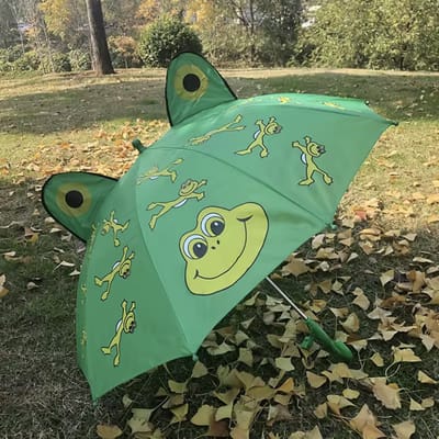 CHPN - Kinderparaplu - Kleine paraplu voor kinderen - Groen - 75CM diameter - Kikker - 60CM hoog - Leuke kinderen paraplu - Kids umbrella - Cadeau