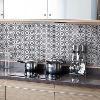 Zelfklevende tegelmuurstickers voor keuken en badkamer - 24 Nayla Azulejos cementtegelstickers - 24 stickers 10x10cm