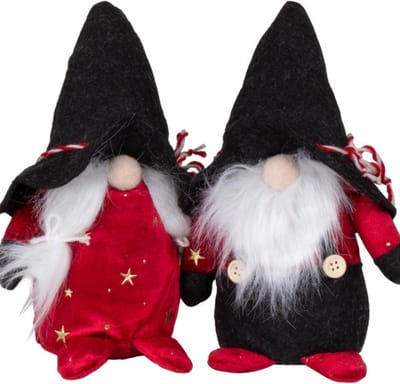 Without Lemon - Christmas Setje 2 stuks Kerst Kabouter Pop - Zwarte Muts - Pluche Zweedse - Gnome Kerst Decor - Scandinavische Tomte Nordic - Elf Speelgoed - Xmas Ornament - 2 stuks - Kerstpoppen
