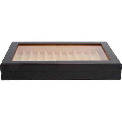 12-cijferige houten displaykoffer voor vulpennen Zwarte bakvernis Penopberging Geschenkdoos beige