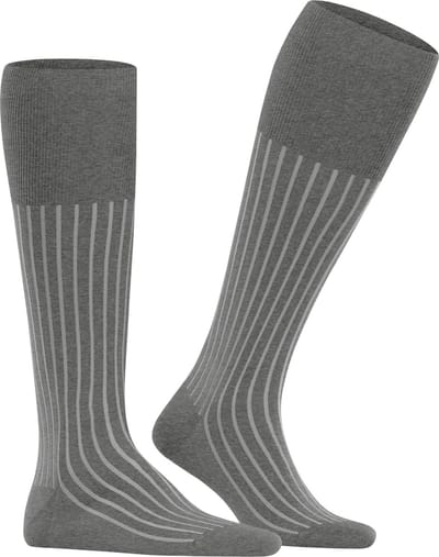 FALKE Shadow lang gedessineerd katoen kniekousen heren grijs - maat 43-44