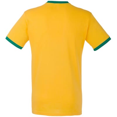 Fruit Of The Loom Heren Ringer T-shirt met korte mouwen (Zonnebloem Geel / Kelly Groen)
