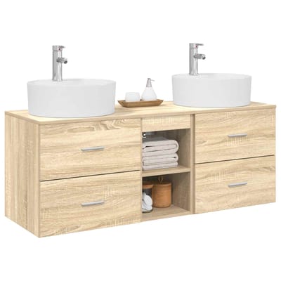 vidaXL - Badkamerkast - set - 3 - st - Sonoma - Eiken - 129 - x - 44,5 - x - 82 - cm