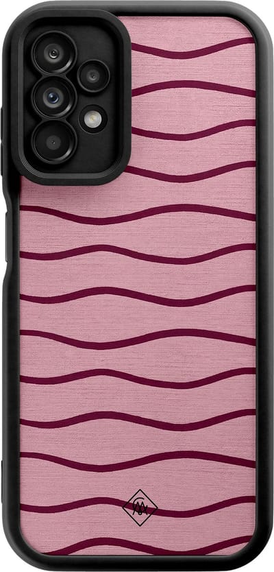 Casimoda® hoesje - Geschikt voor Samsung Galaxy A23 - Soft Stripes - Zwart TPU Backcover - Gestreept - Roze