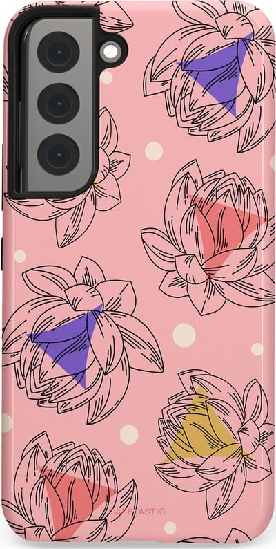 Casetastic Hoesje Geschikt voor Samsung S22 - Stijlvolle Beschermende Duo-layer Case - Bloemen Pastel Roze