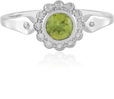Cavill - Zilveren Ring - 925 Sterling Zilver Geplatineerd - 0,509 ct Sfeen Rond Briljant - 12 Cambodjaanse Zirkonen - Bloemmotief Elegant