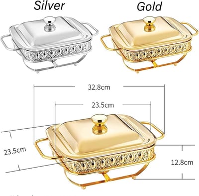 Chafing Dish Set - Buffet Warmer - Feesten en Buffetten - Inclusief Deksel - 1.8 Liter - Zilver