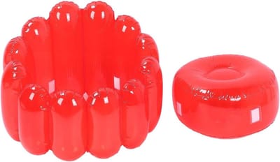 Opblaasbare Bankstoel - Luchtbank PVC - Feestdecoratie Buiten - Stijlvol Levendig Ontwerp - 75 x 56 cm - Rood