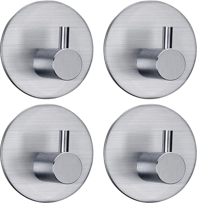 4x Handdoekhaakjes (Zelfklevend) van RVS Zilver – Zelfklevende Haakjes – Wandhaak – Handdoekhouder – Ophanghaken voor Keuken of Badkamer (Accessoires)