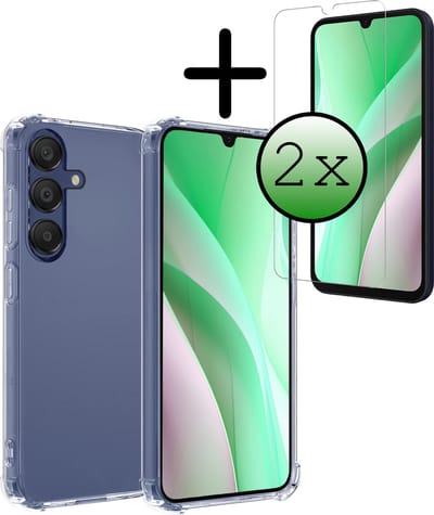 Hoesje Met Screenprotector - 2 Stuks - Geschikt voor Samsung Galaxy A15 - Sterk & Shockproof - Siliconen Case - Back Cover - Telefoon Hoes - Shock Proof - Transparant