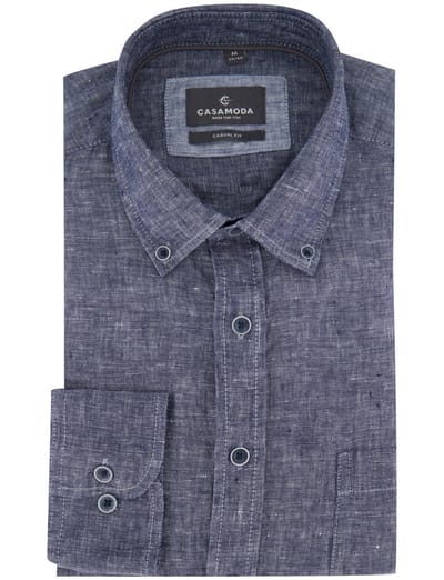 Linnen Overhemd Casa Moda blauw Casual Fit