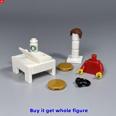 MOC Stenen notitieboekje Koffiekopje Kantoor Scène 4cm Figuur Koptelefoon Muziek Accessoires ZELF MAKEN Educatieve Bouwstenen Vriend