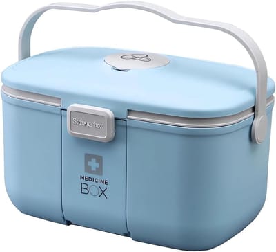 Multifunctionele Medicijnbox voor Thuis en Reis - 2-Lagen Opslag met Draaggreep
