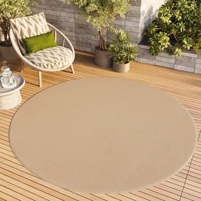 Tapiso Mono Rond Vloerkleed Beige Laagpolig Effen Tapijt Maat- 80x80