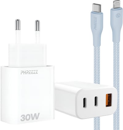 30w laadsetje geschikt voor iPhone en iPad met Lightning kabel 1m 3 poorten snellader adapter