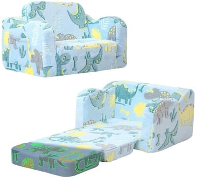 Thuys - Kinderbank - Kinderzetel - Kindersofa - Blauw - Uitklapbaar Vloerbed