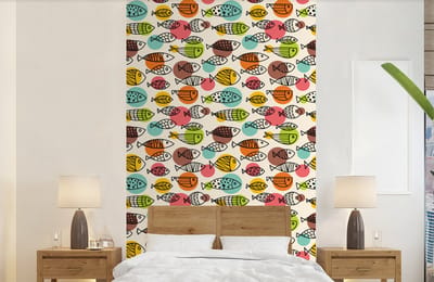 Behang - Fotobehang Stippen - Vis - Regenboog - Breedte 150 cm x hoogte 240 cm