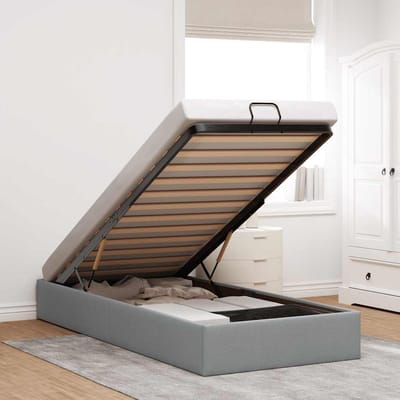vidaXL - Bedframe - zonder - matras - 100x200 - cm - stof - lichtgrijs