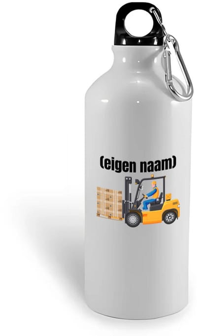 Hacebo® - heftruck met pallet met eigen naam waterfles - Heftruck - mensen die werken in de magazijn - collega's - verjaardag - afscheidscadeau - geschenk - kado - water fles - 400ML