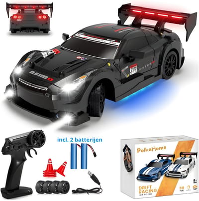 PolkaHome RC Drift Auto 1:24 – Afstandsbestuurbare RC Auto – 4WD – 2 Accu’s – 20 km/h