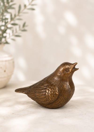 Mini - Asbeeld Dieren Urn Voor Uw Geliefde Dier Vogel in brons 2 - Kat - Hond - Paard - Konijn