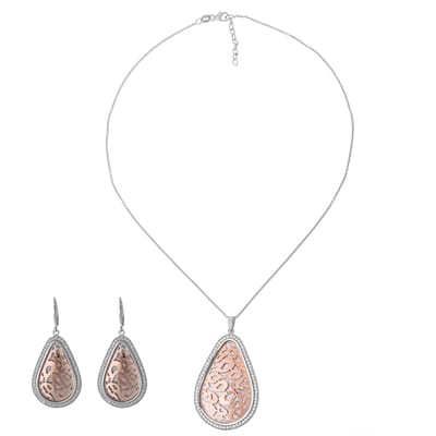Orphelia SET-068 - Juwelenset: Hanger (met ketting) + Oorbellen - Sterling Zilver 925 Rosé / Zirkonia