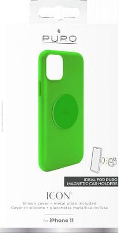 Puro, Hoesje geschikt voor iPhone 11 - Icon Series Magnetisch, Groen