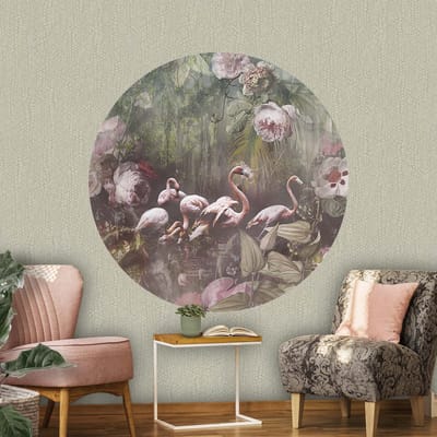 INGK - Floral Utopia Behang - Flamingo Found