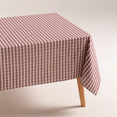 GAMUSI Vlekbestendig Tafelkleed NOVY – Vichyruit – Linnen Look – 140x100 cm – Granaat