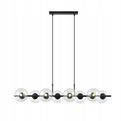 Emibig RORY 8 Transparante Hanglamp Zwart - Staal & Glas