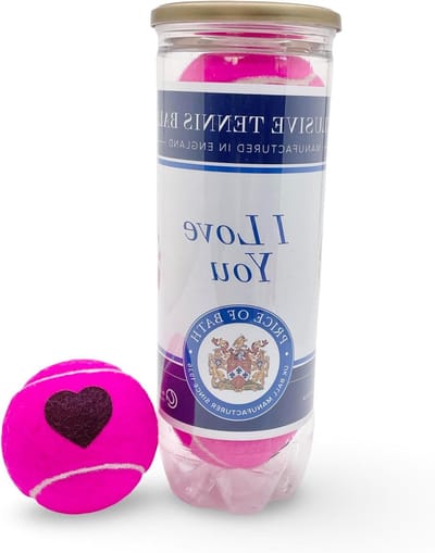Tennisballen Hartjes Print - Ballen Tennis Cadeau - Cadeau Geven - Handgemaakt Britse Stof - 66 mm - Roze