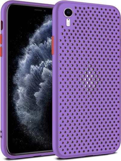 Smartphonica iPhone Xr siliconen hoesje met gaatjes - Paars geschikt voor Apple iPhone XR