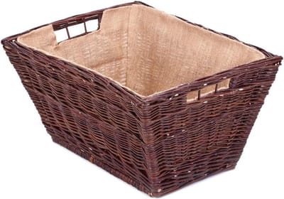 Rieten Houthouder - Opbergmand Kist - Open Haard - Handgevlochten - 54 x 43 x 28 cm - Bruin