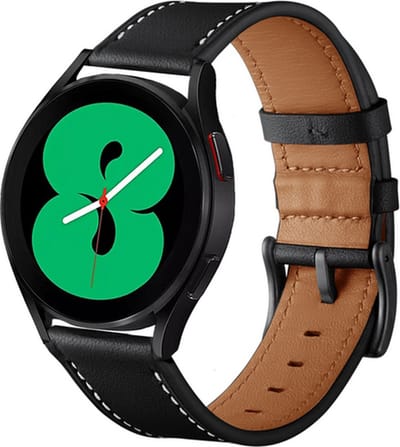By Qubix - Geschikt voor Garmin bandje - lederen bandje - Zwart - Geschikt voor Garmin Vivoactive 6 / 5 / 3 - Smartwatch bandje 20mm