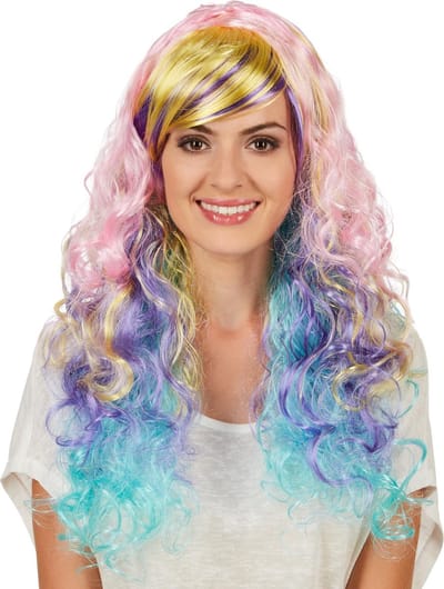 dressforfun - Vrouwenpruik lokken ombré pastel - verkleedkleding kostuum halloween verkleden feestkleding carnavalskleding carnaval feestkledij partykleding - 301116