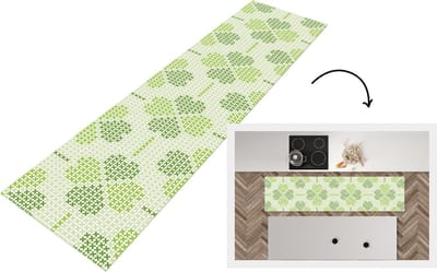 Keukenloper - Loper keuken - Klaver - Patronen - Groen - 200x50 cm - Keukenloper vinyl