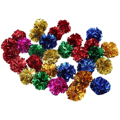 30 STUKS Huisdier Bal Speelgoed Veelkleurig Plastic Glanzende Kat Kreukelbal voor Kittens Oude Katten black