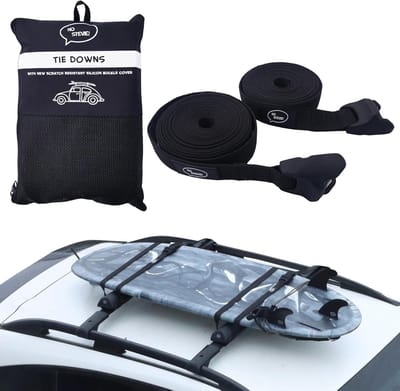 Spanbanden Set - Vastzetbanden Dakdrager - Transport Watersport - Krasvrije Gespen - 4.5 Meter Lengte - Zwart
