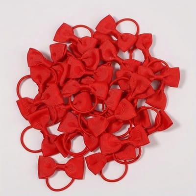 Rode haar elastiekjes set – strik haarbandjes – meisjes dames – 20 stuks – elastische haar elastiek met strik – ribstof strikjes set